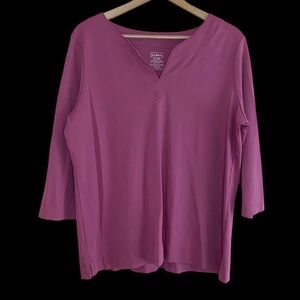 L.L. Bean Three-Quarter-Sleeve Splitneck Tunic Woman XL Muted Plum Sumpima